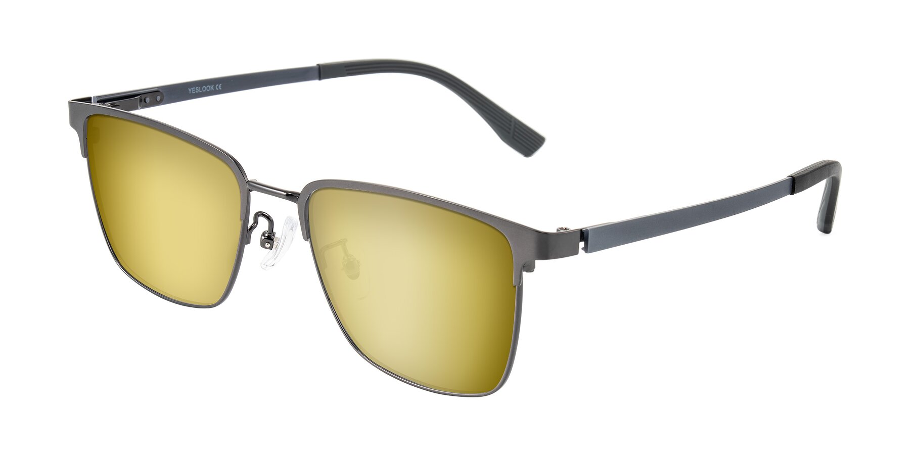 Angle of Rosita in Gunmetal with Gold Mirrored Lenses