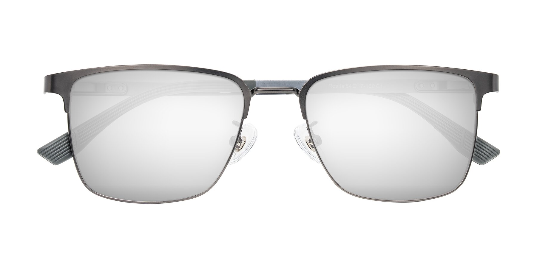 Folded Front of Rosita in Gunmetal with Silver Mirrored Lenses