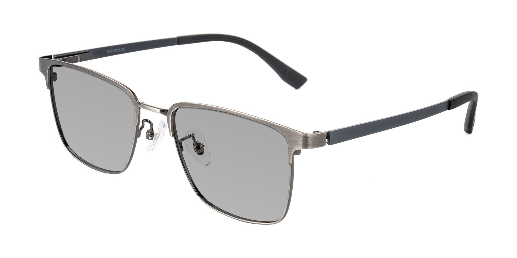 Angle of Rosita in Brushed Silver with Light Gray Tinted Lenses