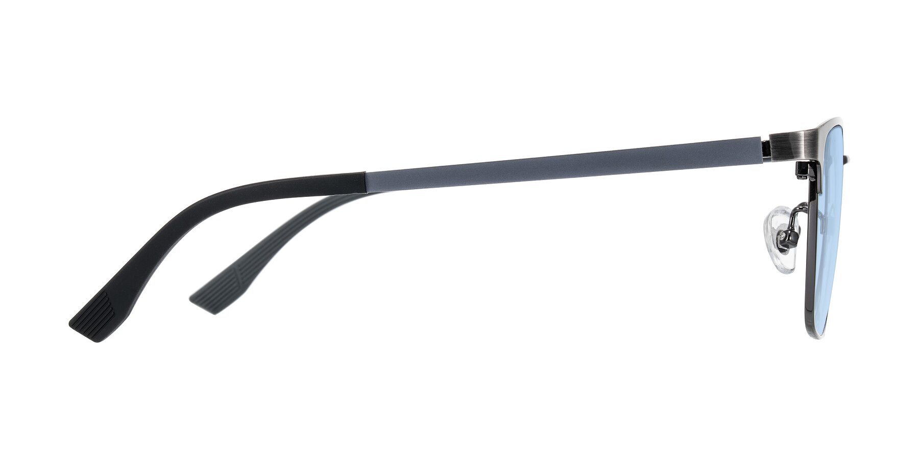 Side of Rosita in Brushed Silver with Light Blue Tinted Lenses
