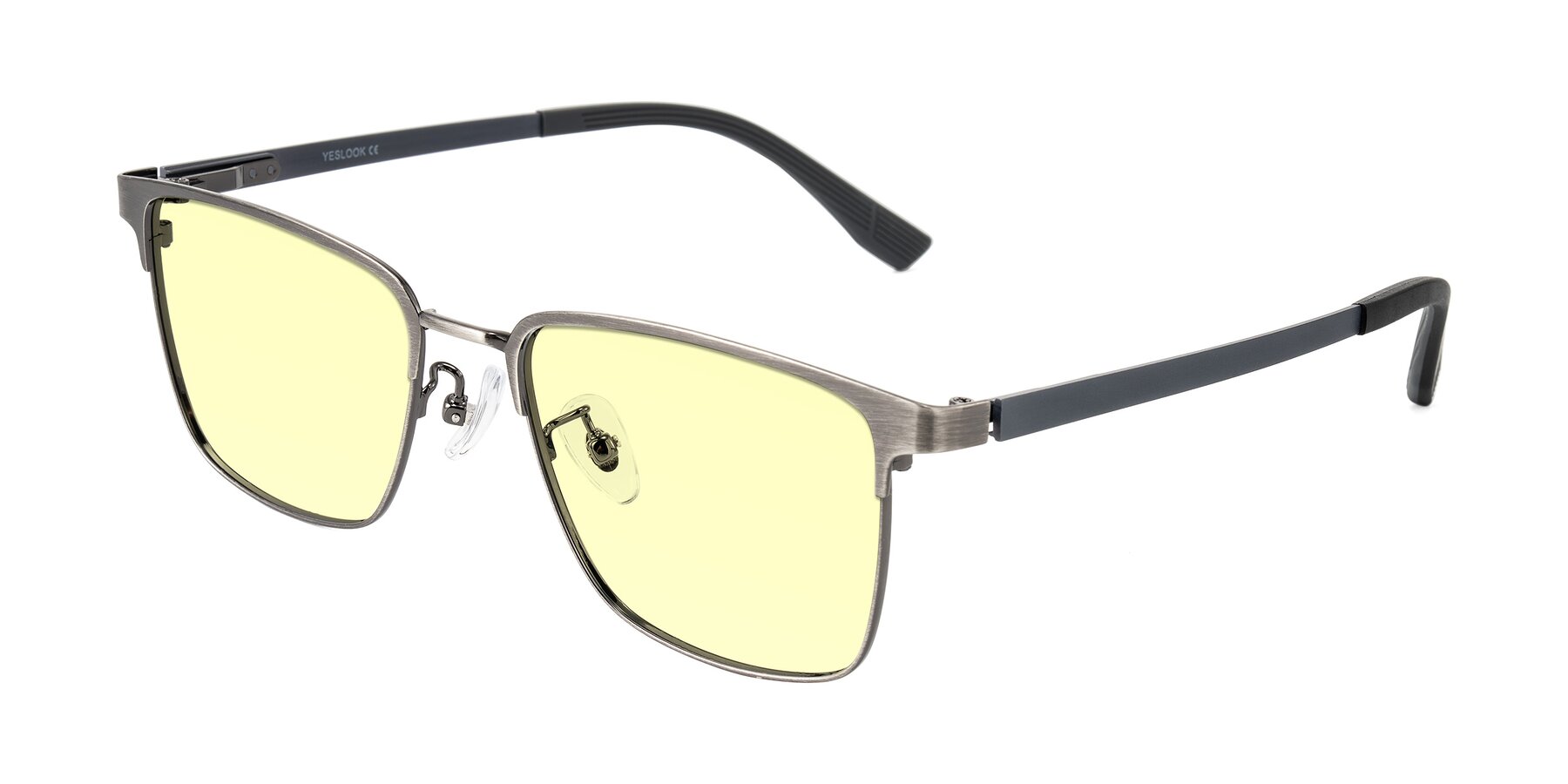 Angle of Rosita in Brushed Silver with Light Yellow Tinted Lenses