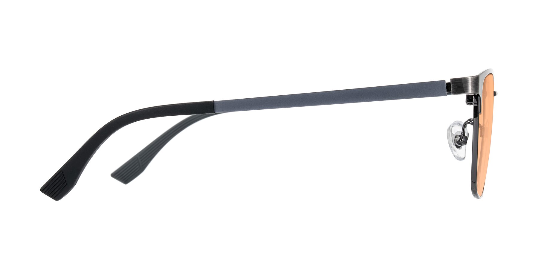 Side of Rosita in Brushed Silver with Light Orange Tinted Lenses
