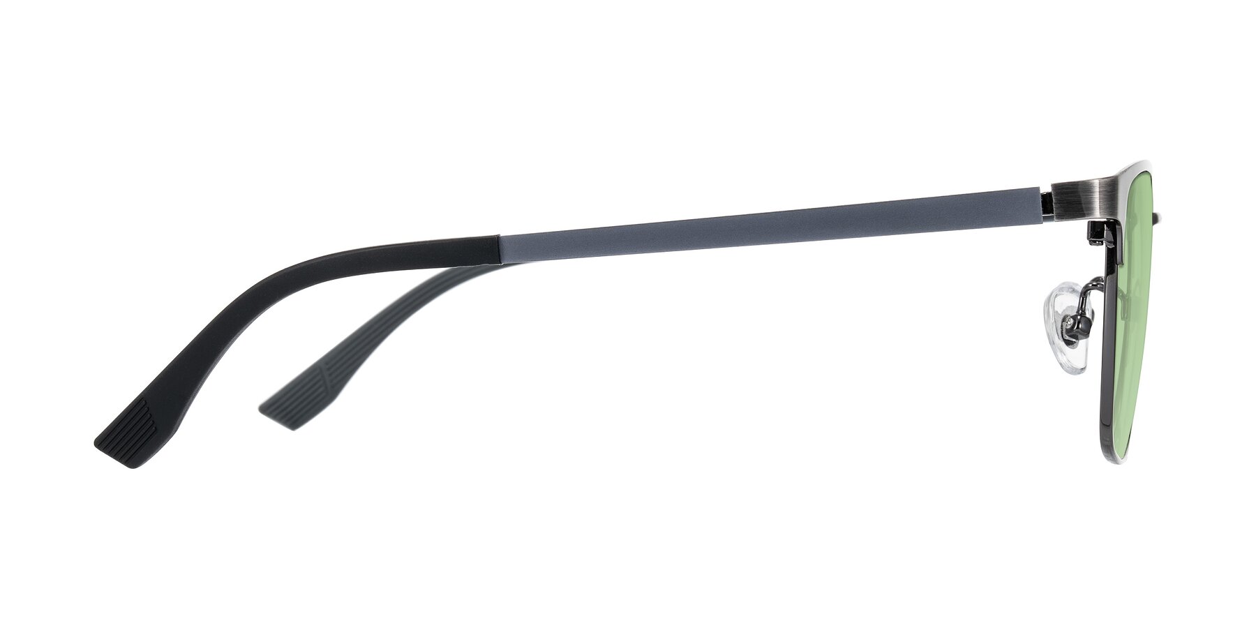Side of Rosita in Brushed Silver with Medium Green Tinted Lenses
