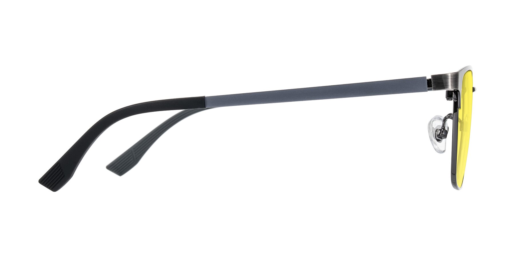 Side of Rosita in Brushed Silver with Medium Yellow Tinted Lenses