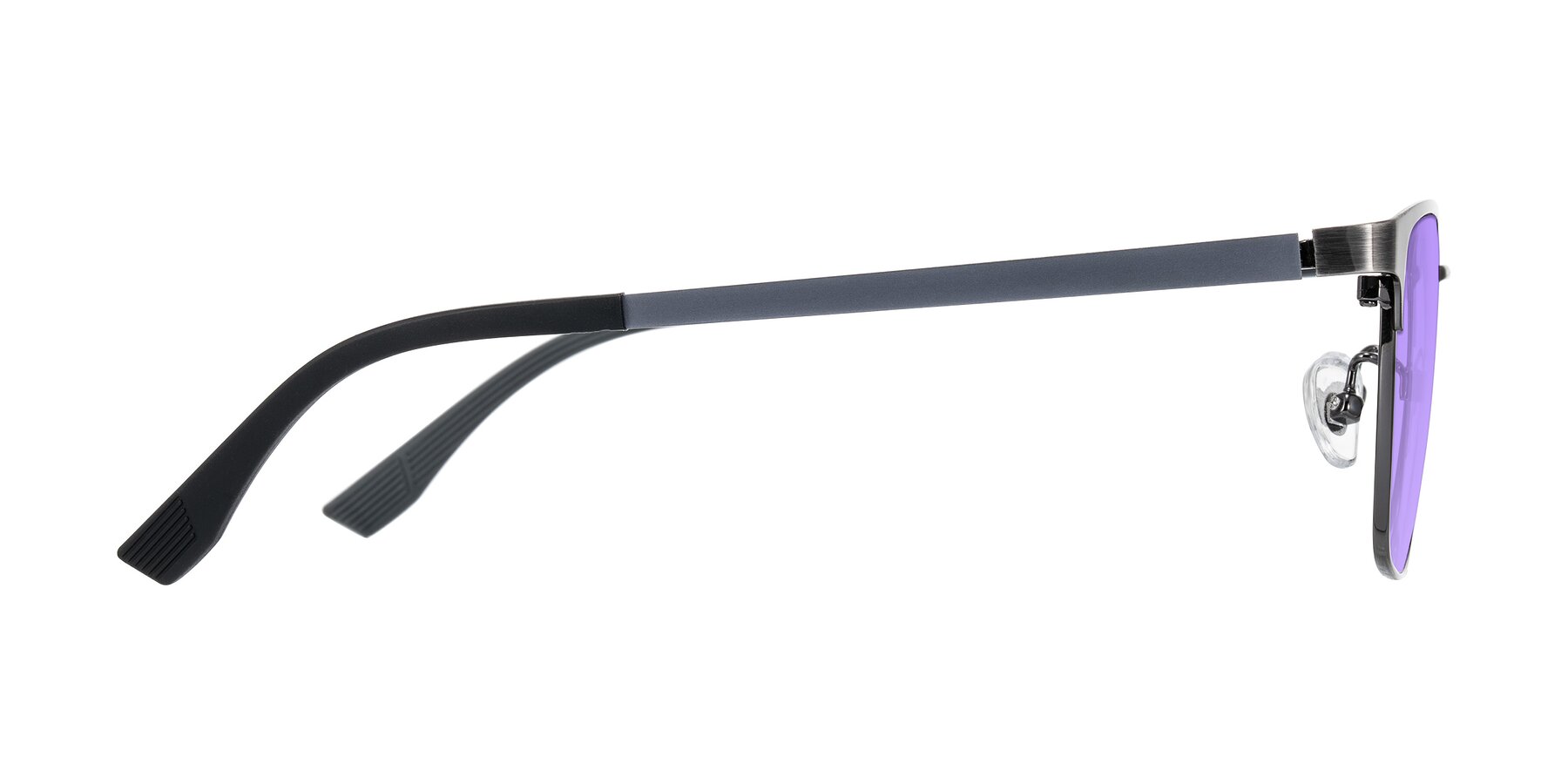 Side of Rosita in Brushed Silver with Medium Purple Tinted Lenses
