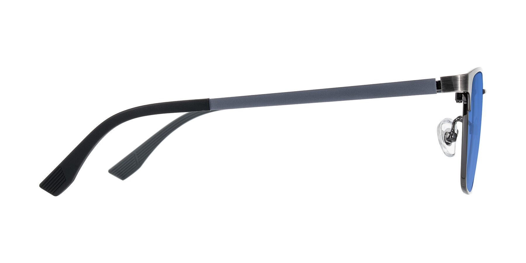 Side of Rosita in Brushed Silver with Blue Tinted Lenses