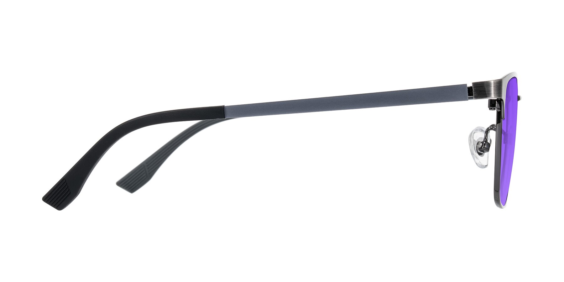 Side of Rosita in Brushed Silver with Purple Tinted Lenses