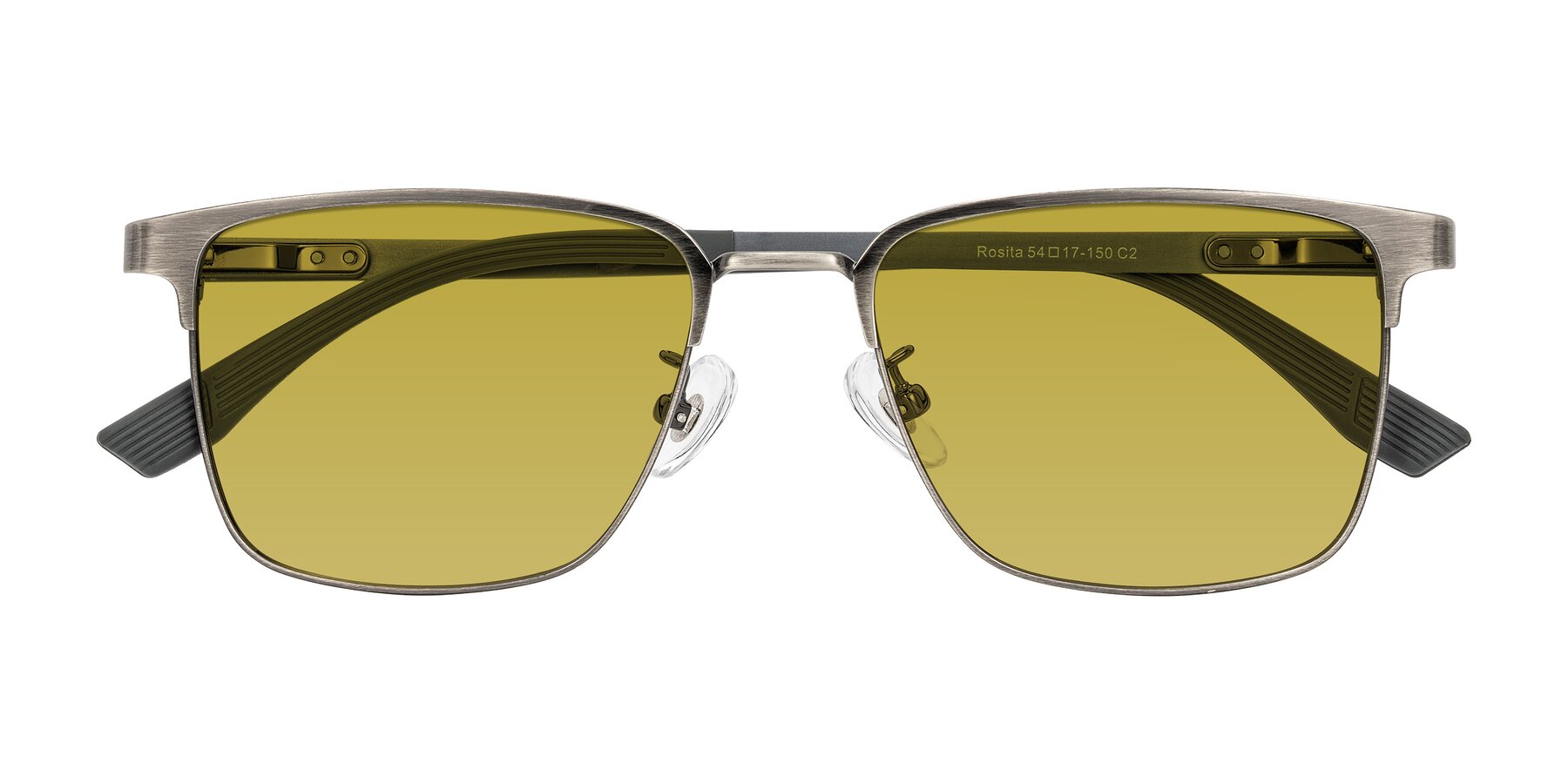 Folded Front of Rosita in Brushed Silver with Champagne Tinted Lenses