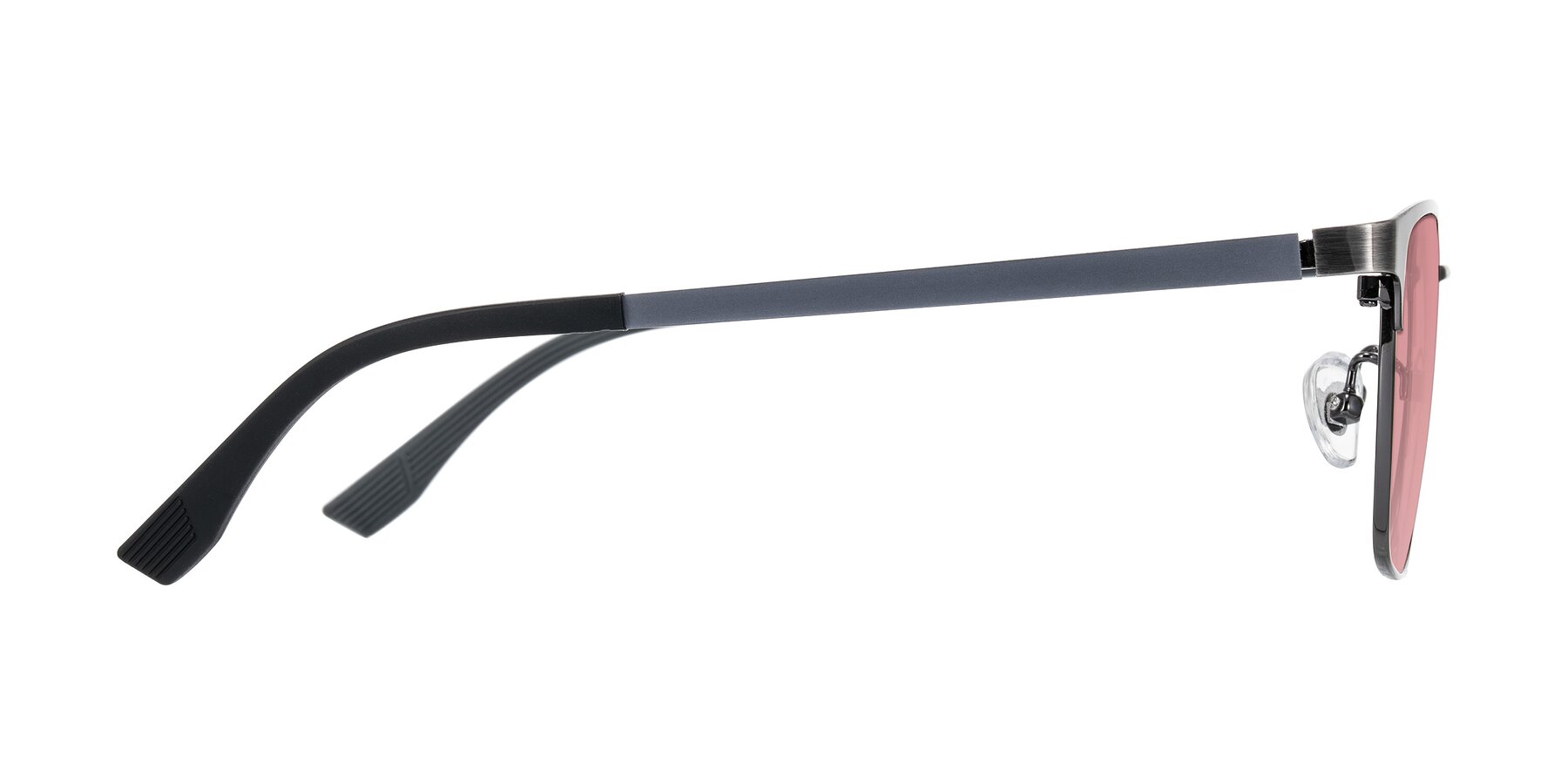 Side of Rosita in Brushed Silver with Medium Garnet Tinted Lenses
