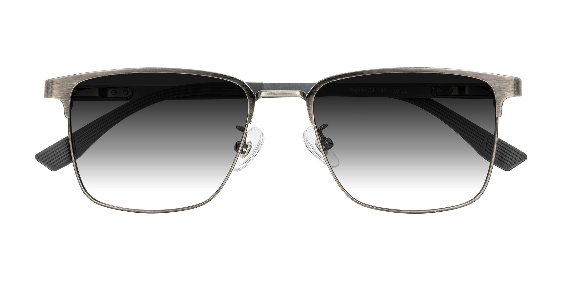 Folded Front of Rosita in Brushed Silver with Gray Gradient Lenses