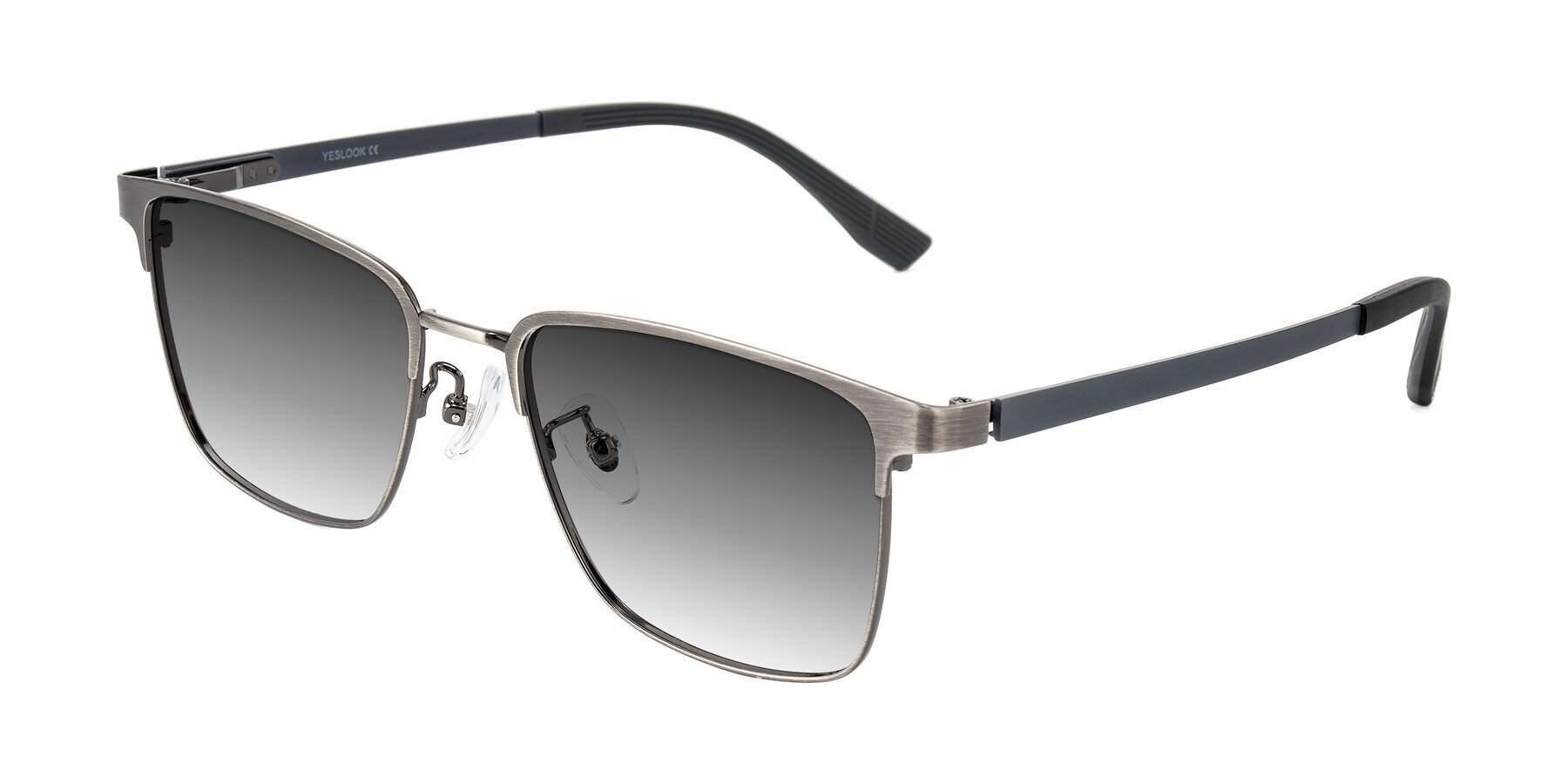 Angle of Rosita in Brushed Silver with Gray Gradient Lenses