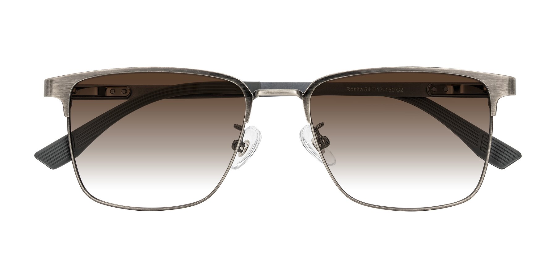 Folded Front of Rosita in Brushed Silver with Brown Gradient Lenses