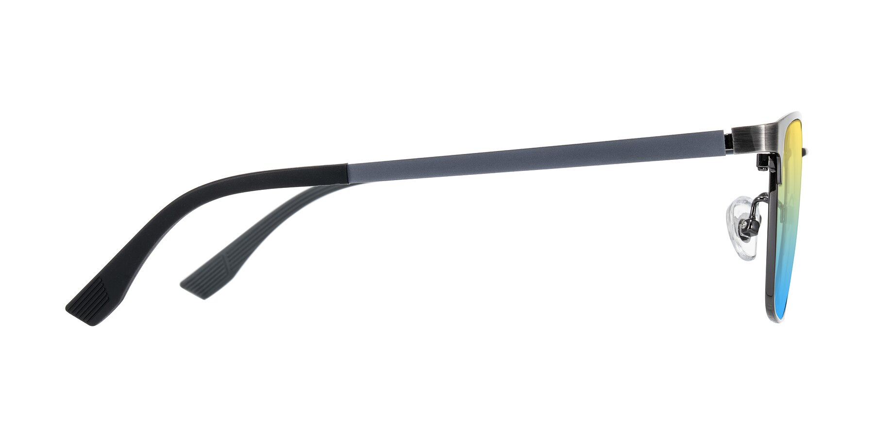 Side of Rosita in Brushed Silver with Yellow / Blue Gradient Lenses