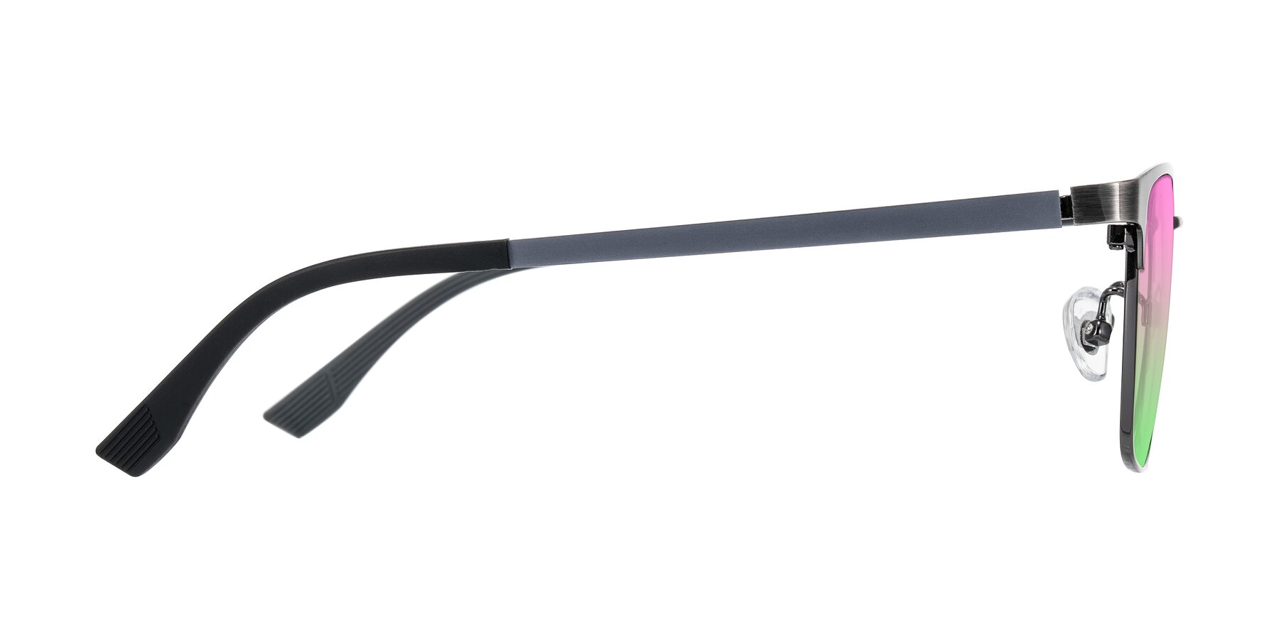 Side of Rosita in Brushed Silver with Pink / Green Gradient Lenses