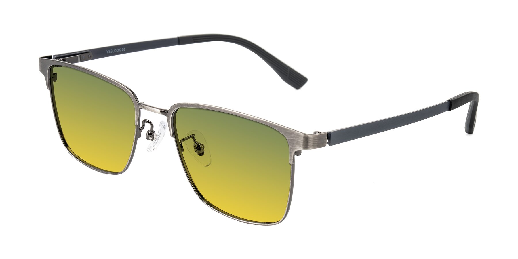 Angle of Rosita in Brushed Silver with Green / Yellow Gradient Lenses