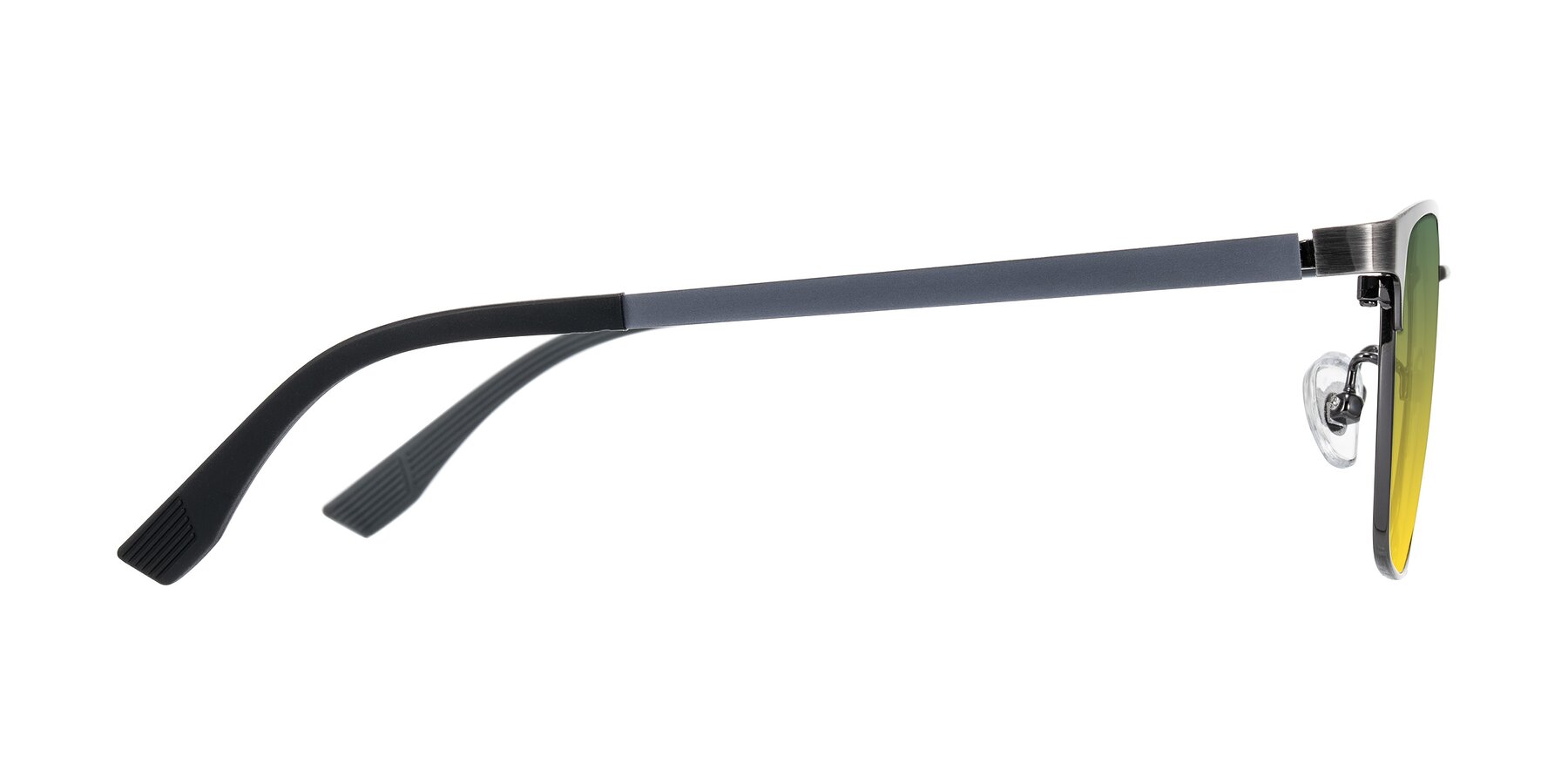 Side of Rosita in Brushed Silver with Green / Yellow Gradient Lenses