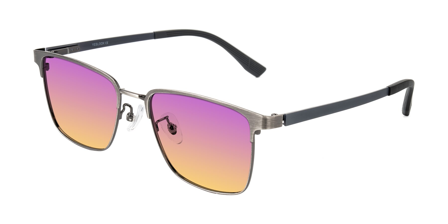 Angle of Rosita in Brushed Silver with Purple / Yellow Gradient Lenses