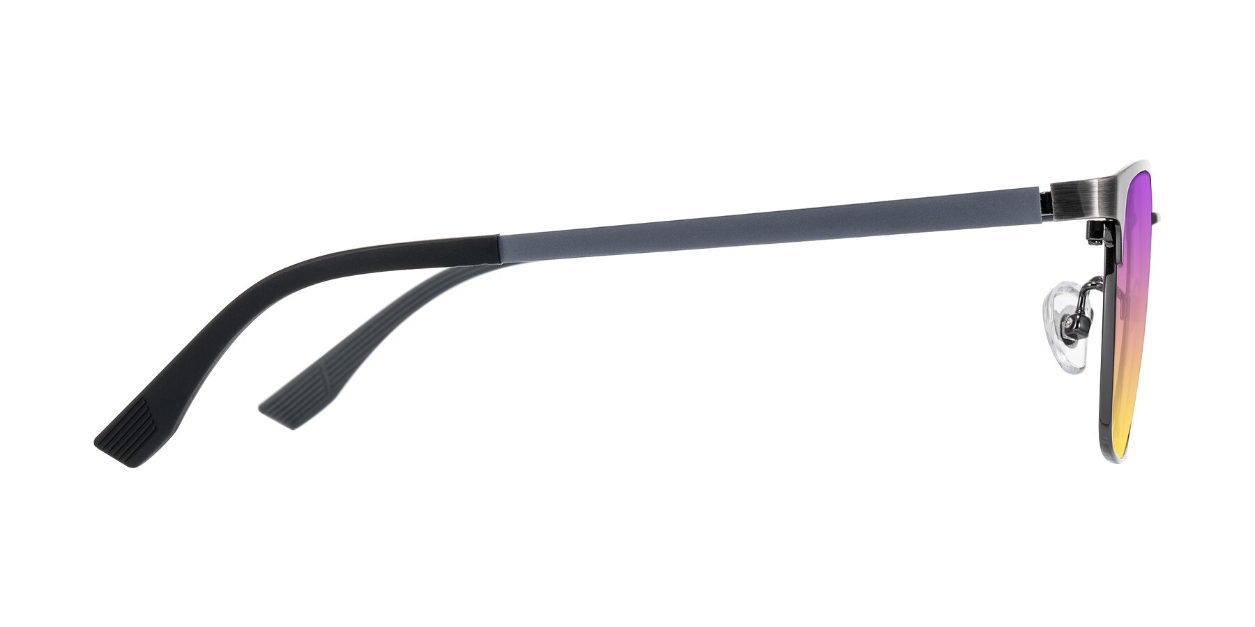 Side of Rosita in Brushed Silver with Purple / Yellow Gradient Lenses
