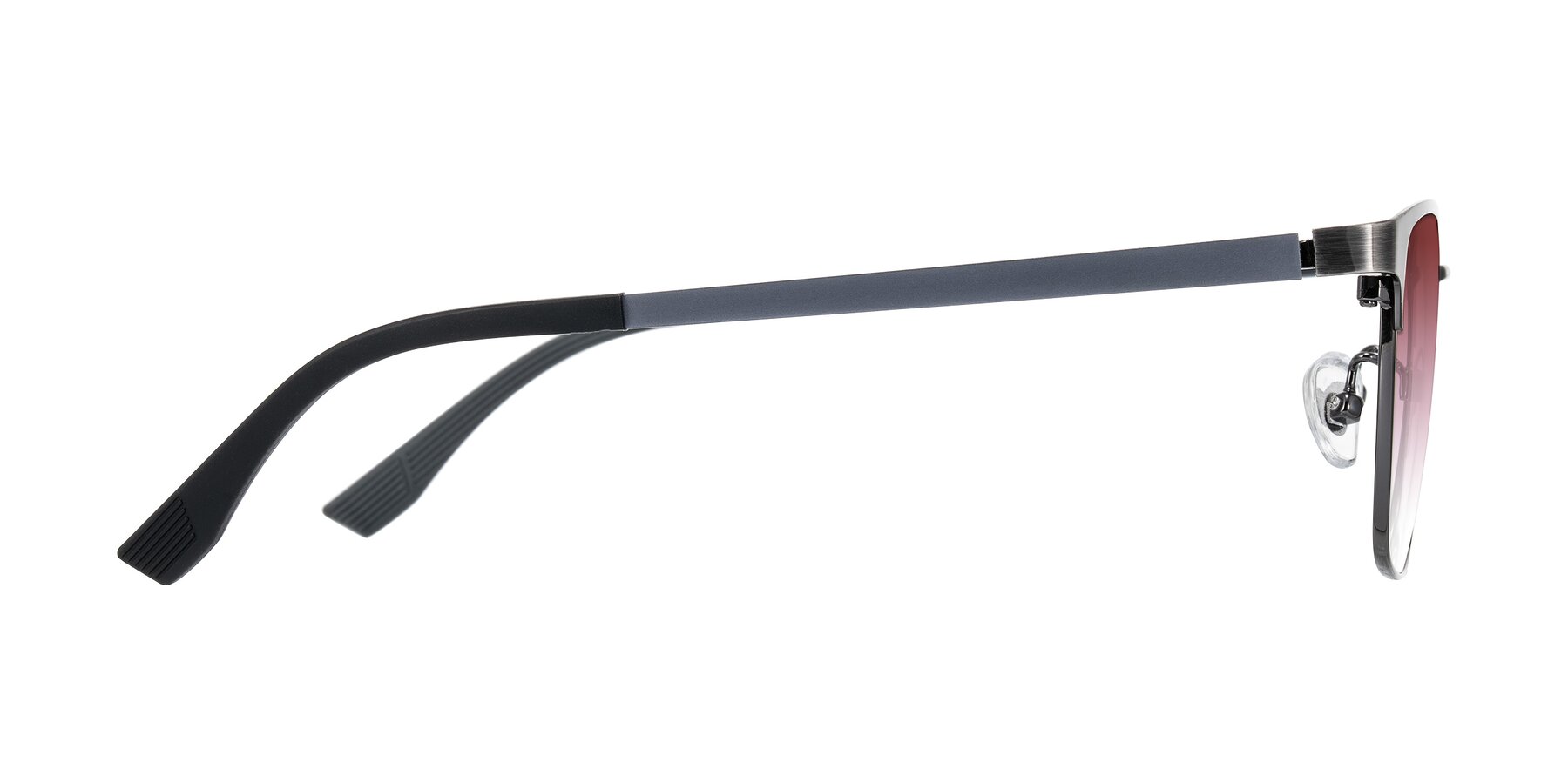Side of Rosita in Brushed Silver with Garnet Gradient Lenses