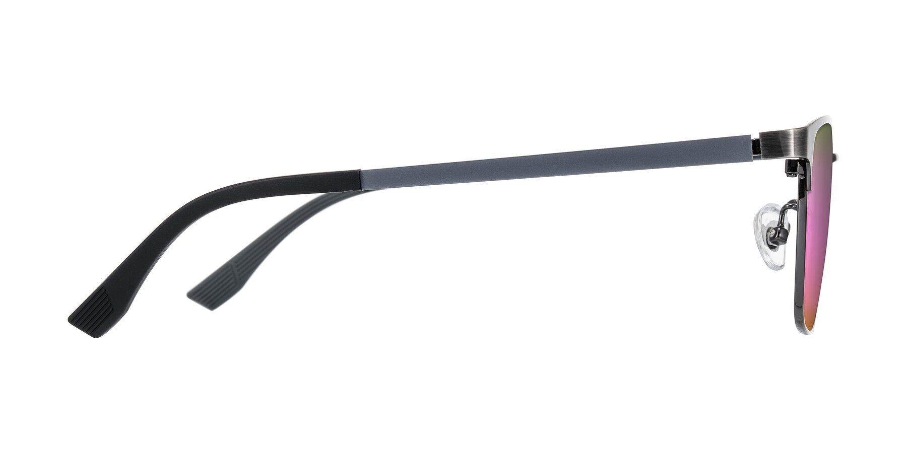 Side of Rosita in Brushed Silver with Pink Mirrored Lenses
