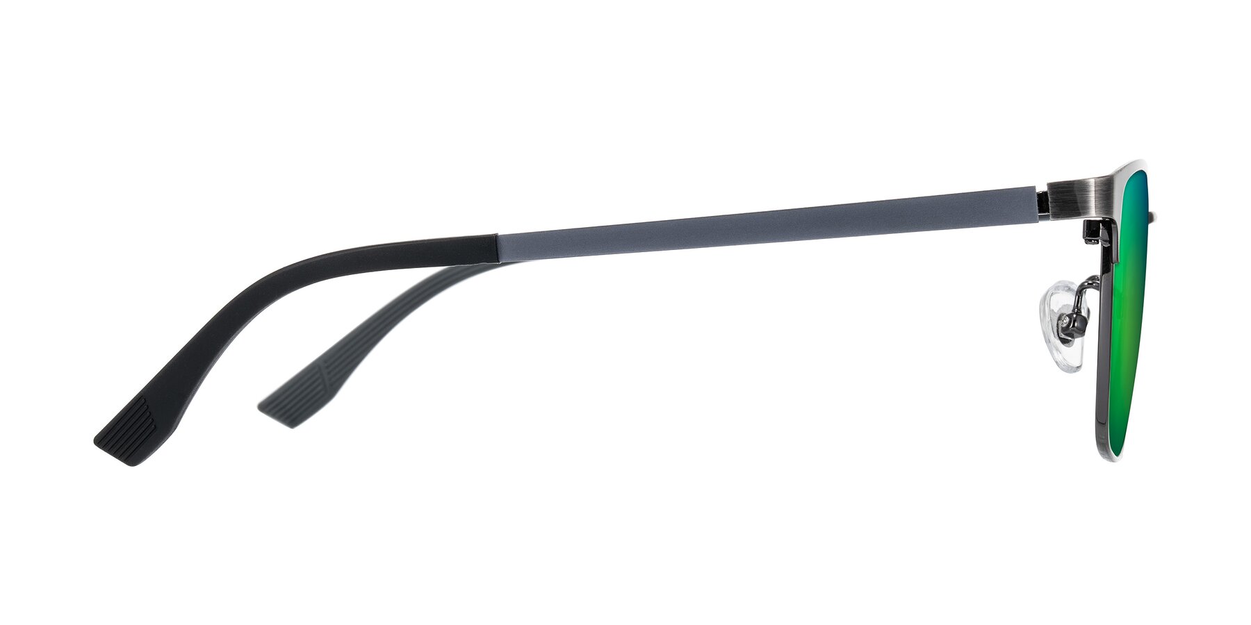Side of Rosita in Brushed Silver with Green Mirrored Lenses
