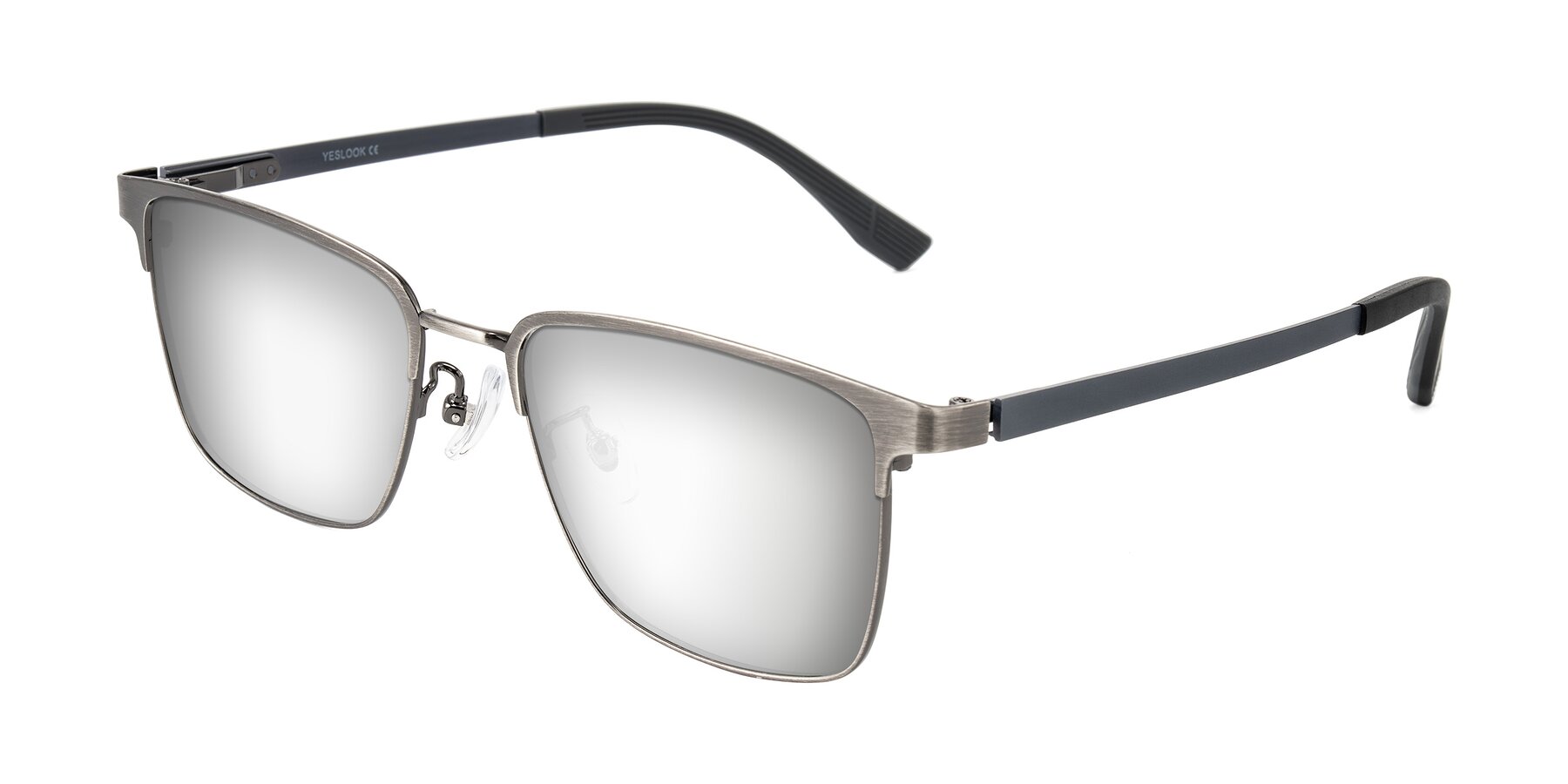 Angle of Rosita in Brushed Silver with Silver Mirrored Lenses