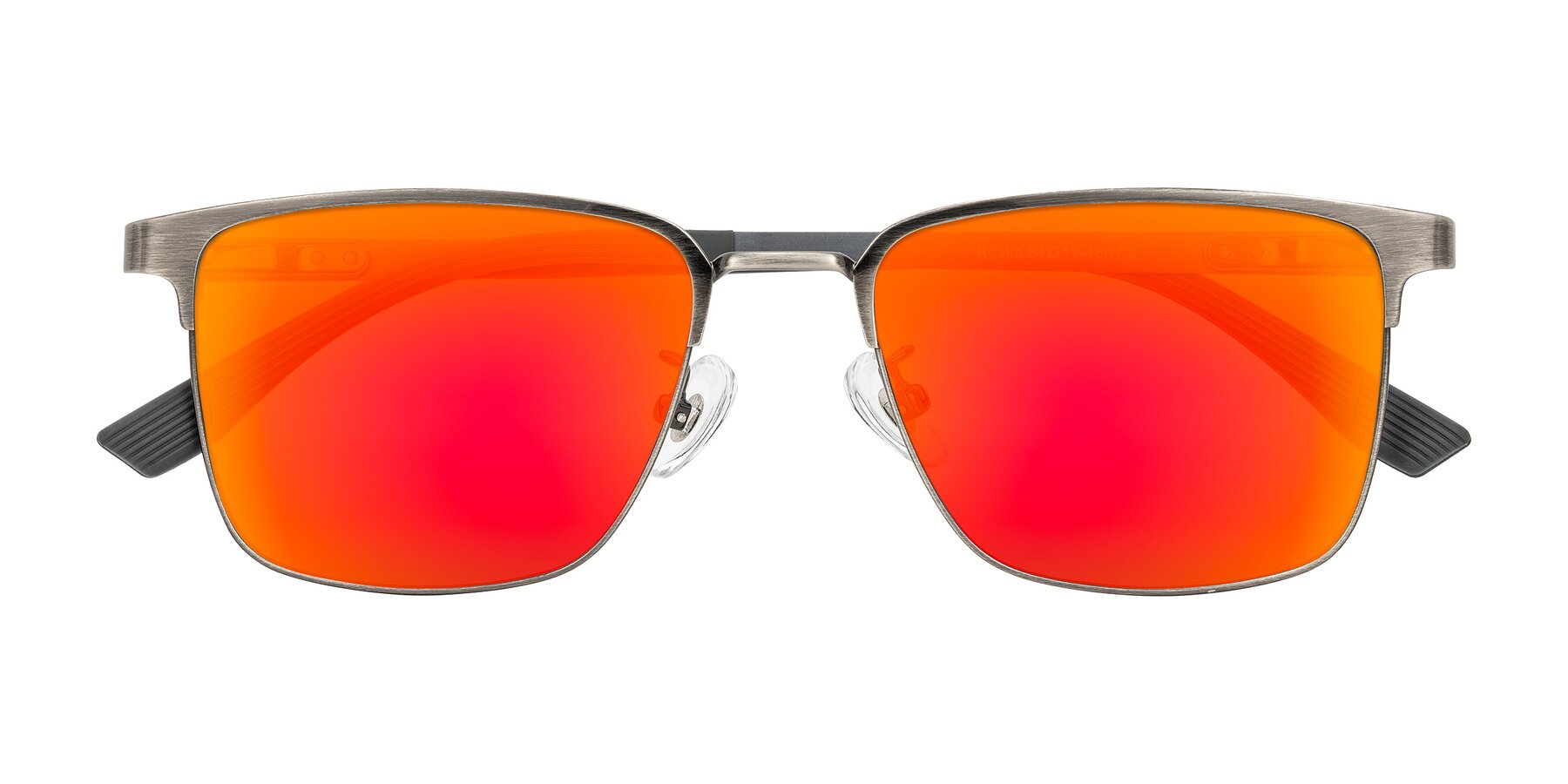 Folded Front of Rosita in Brushed Silver with Red Gold Mirrored Lenses