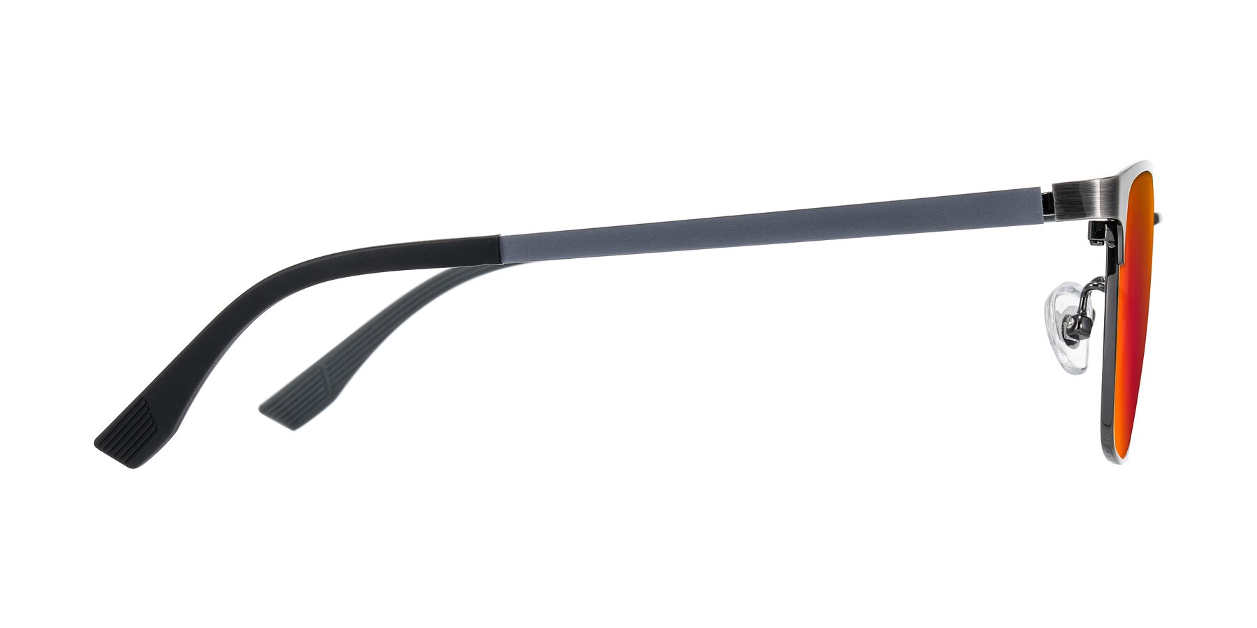 Side of Rosita in Brushed Silver with Red Gold Mirrored Lenses