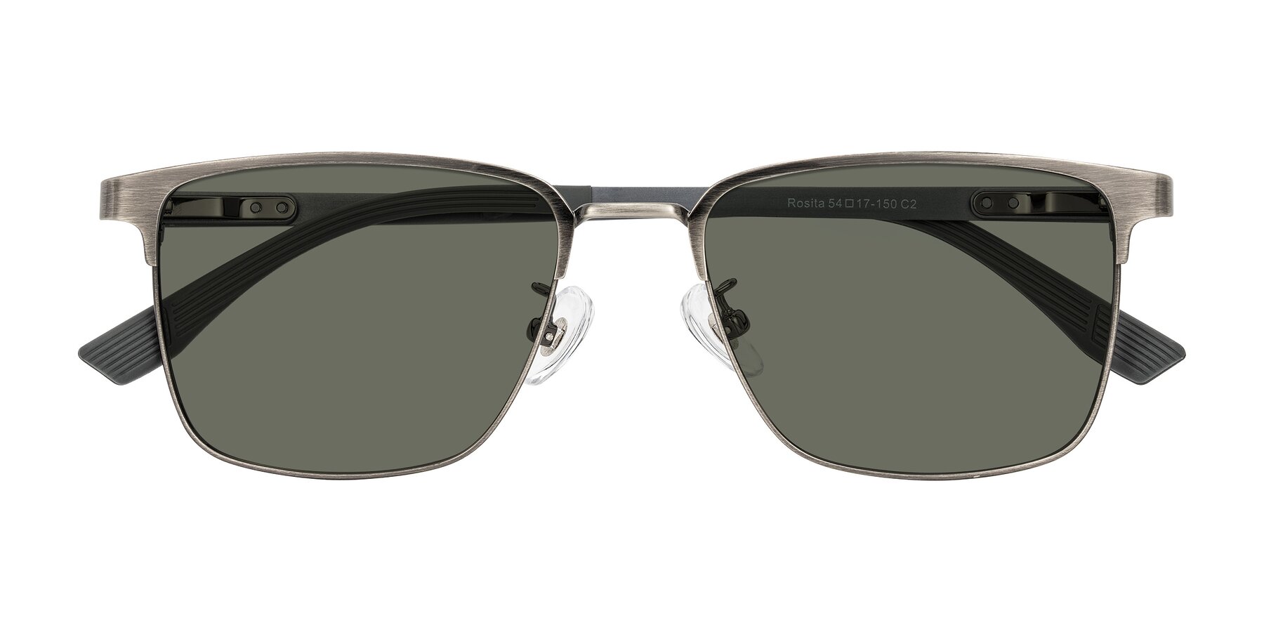 Folded Front of Rosita in Brushed Silver with Gray Polarized Lenses