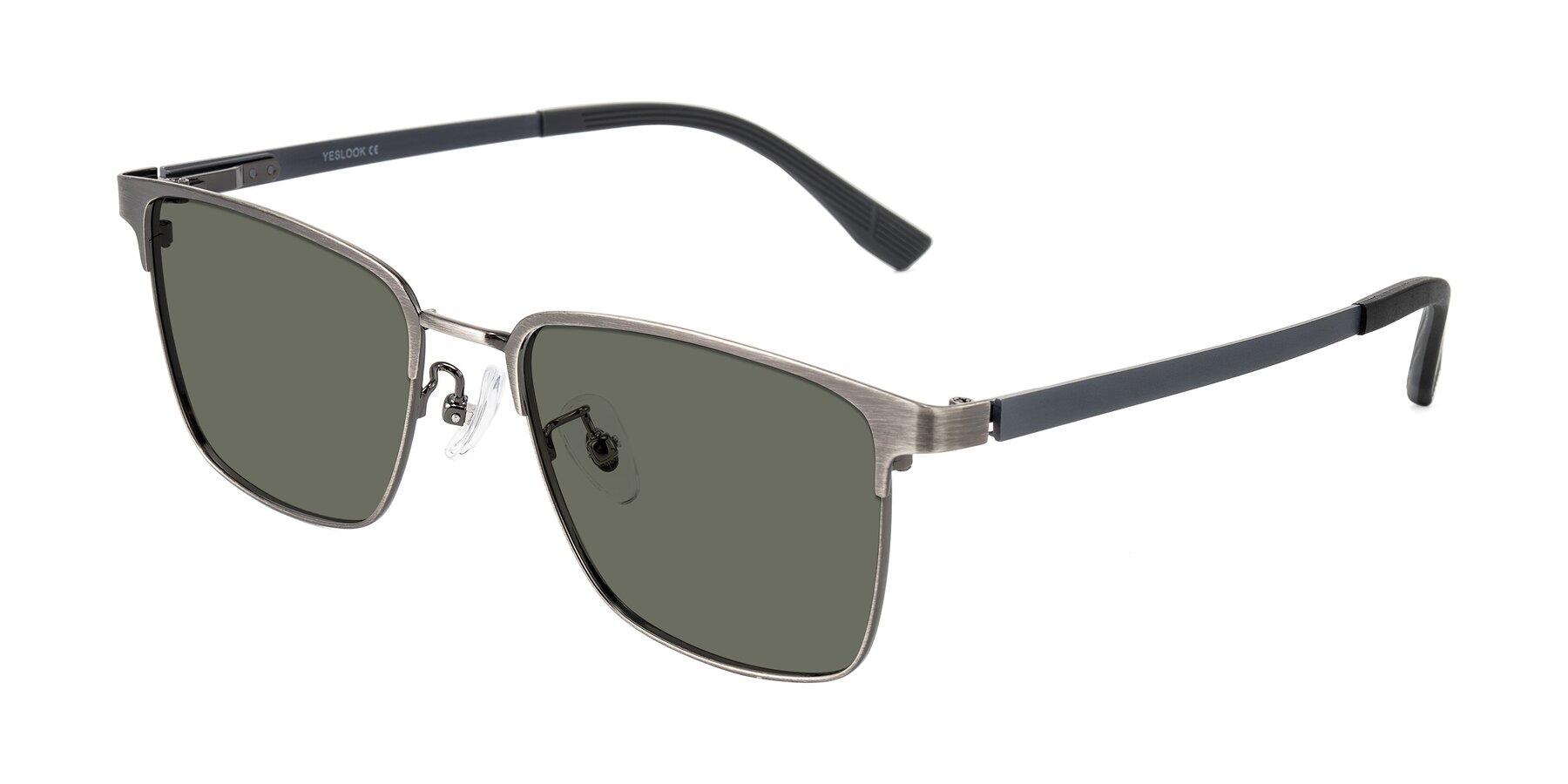 Angle of Rosita in Brushed Silver with Gray Polarized Lenses