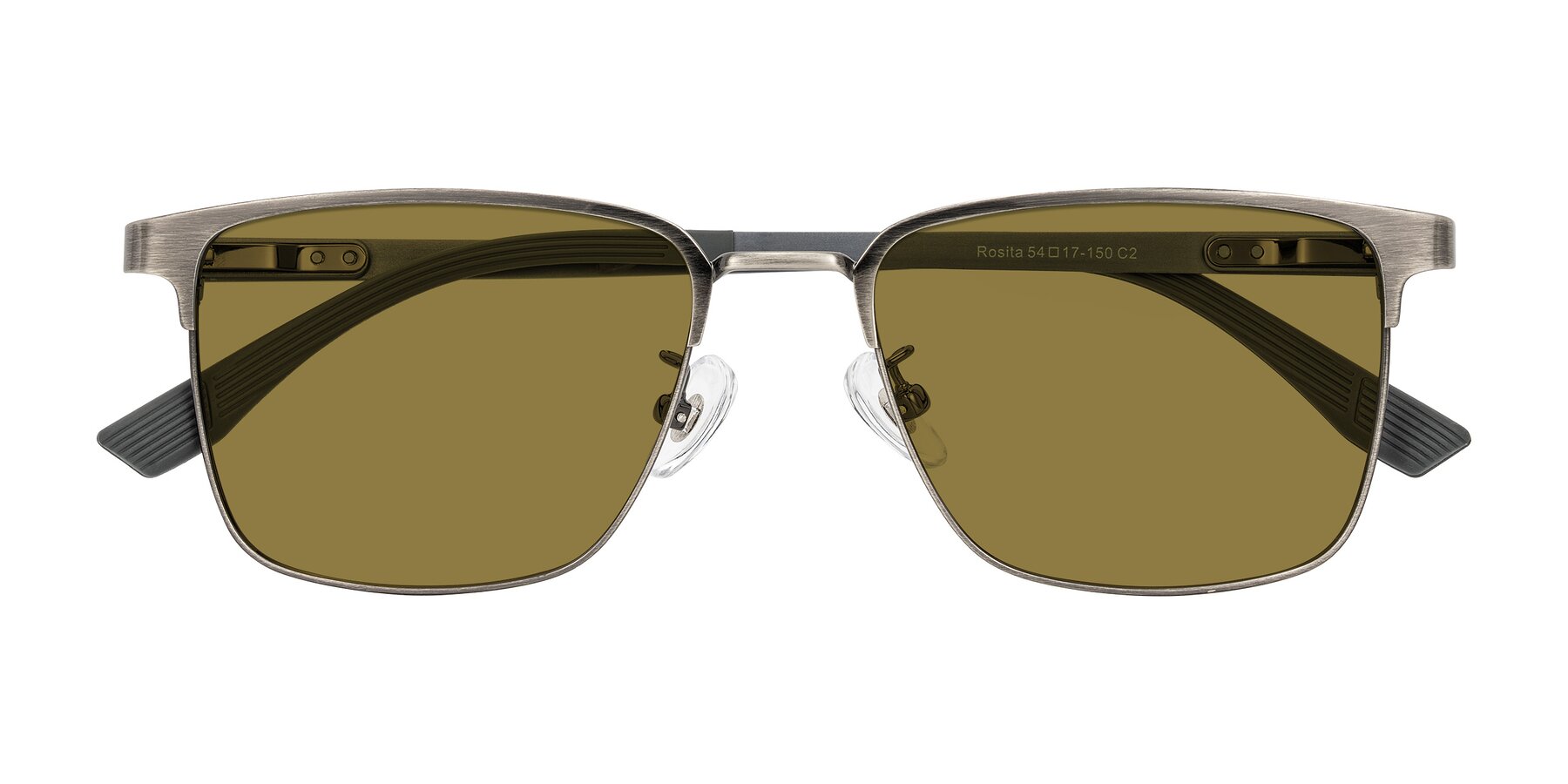 Folded Front of Rosita in Brushed Silver with Brown Polarized Lenses