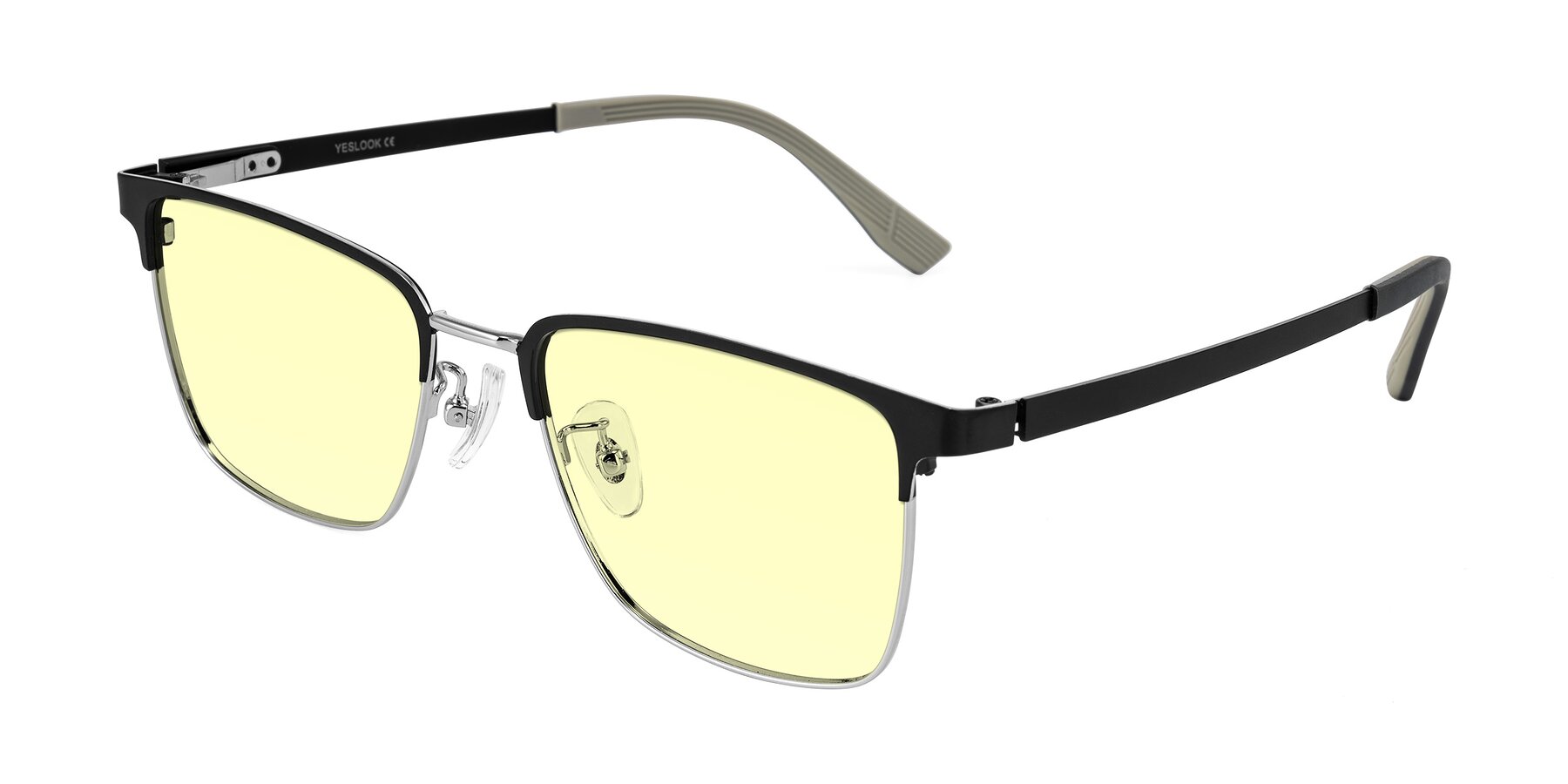 Angle of Rosita in Black/Silver with Light Yellow Tinted Lenses