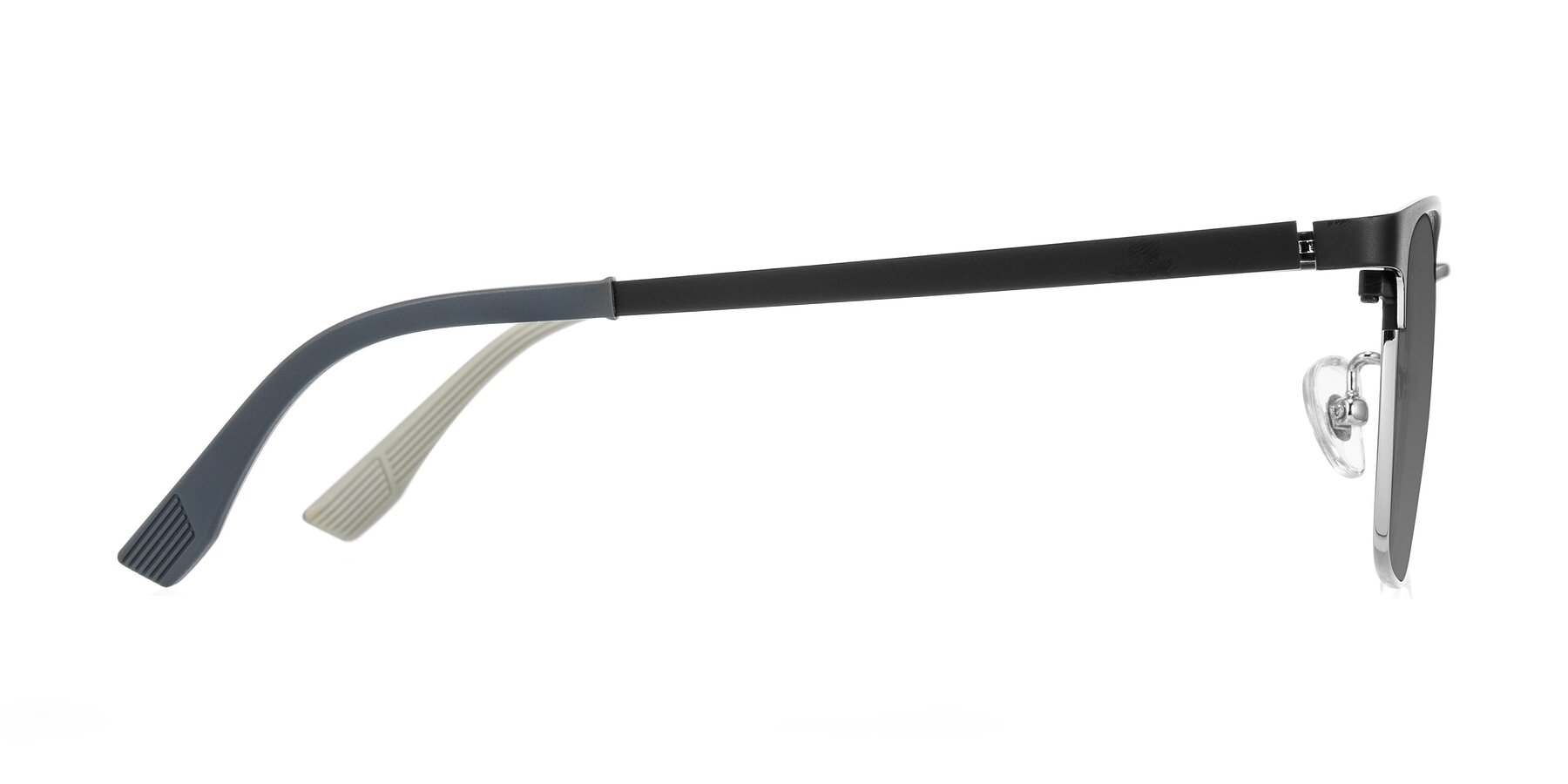 Side of Rosita in Black/Silver with Medium Gray Tinted Lenses