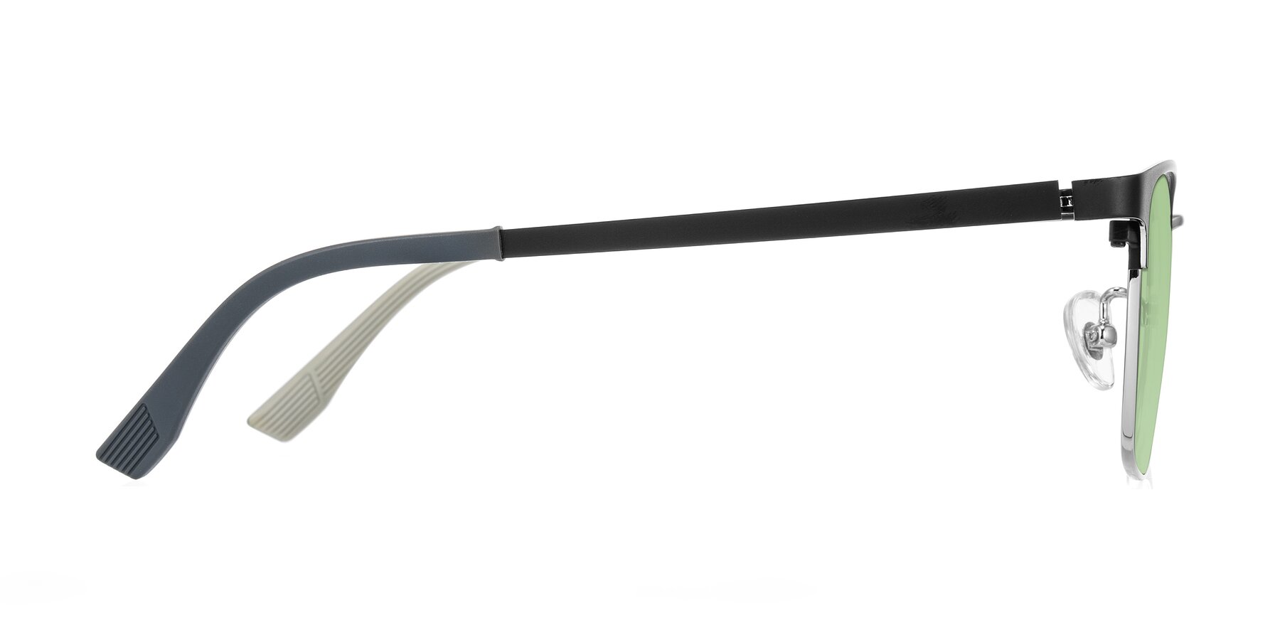 Side of Rosita in Black/Silver with Medium Green Tinted Lenses