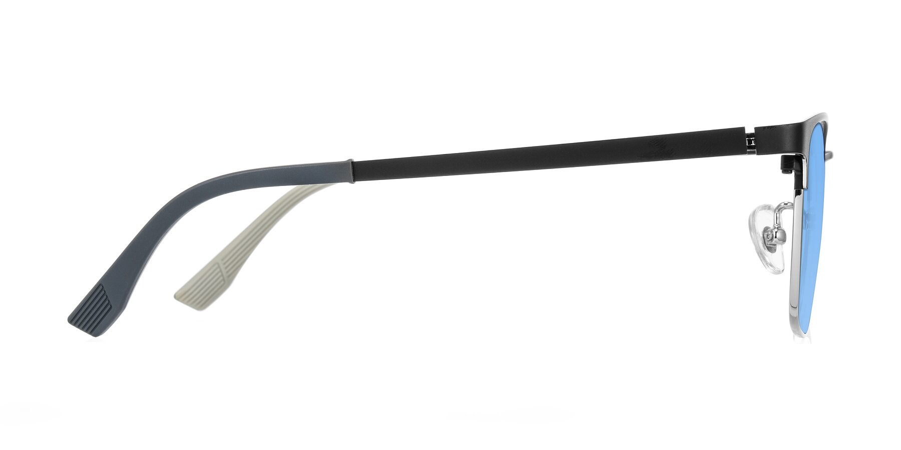 Side of Rosita in Black/Silver with Medium Blue Tinted Lenses