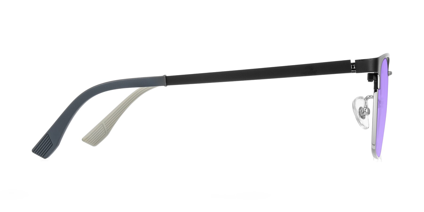 Side of Rosita in Black/Silver with Medium Purple Tinted Lenses