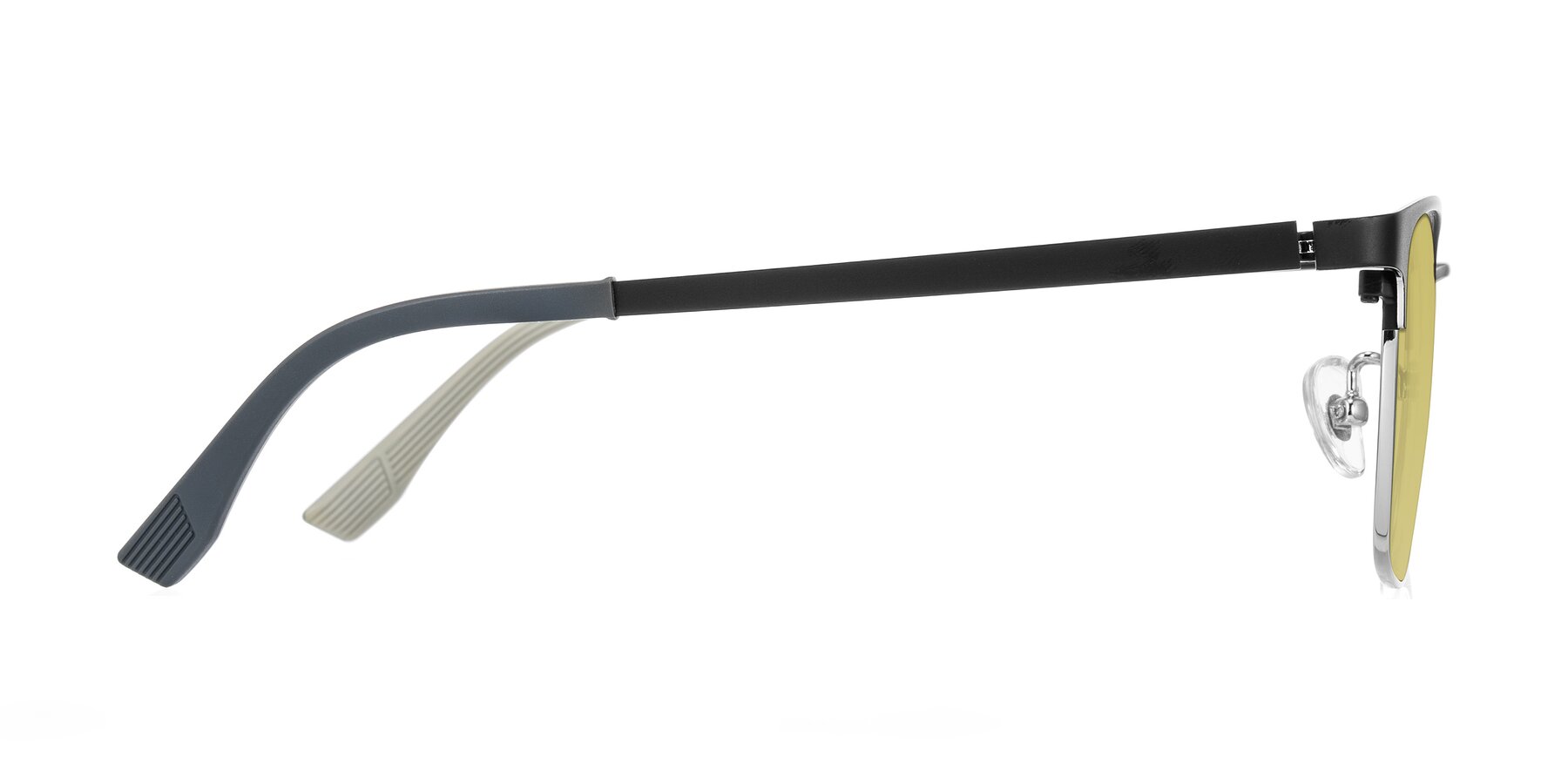 Side of Rosita in Black/Silver with Medium Champagne Tinted Lenses