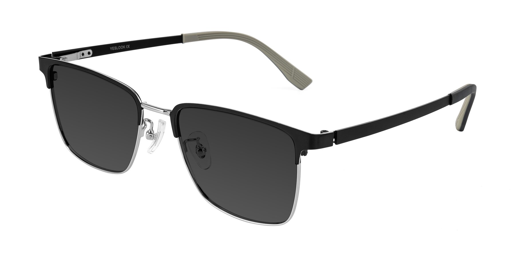 Angle of Rosita in Black/Silver with Gray Tinted Lenses