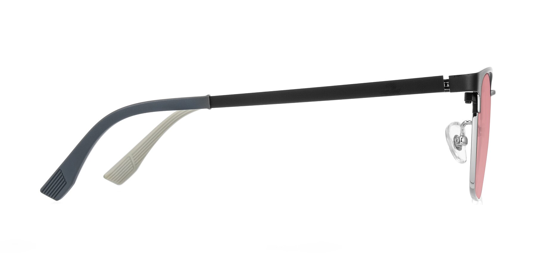 Side of Rosita in Black/Silver with Medium Garnet Tinted Lenses