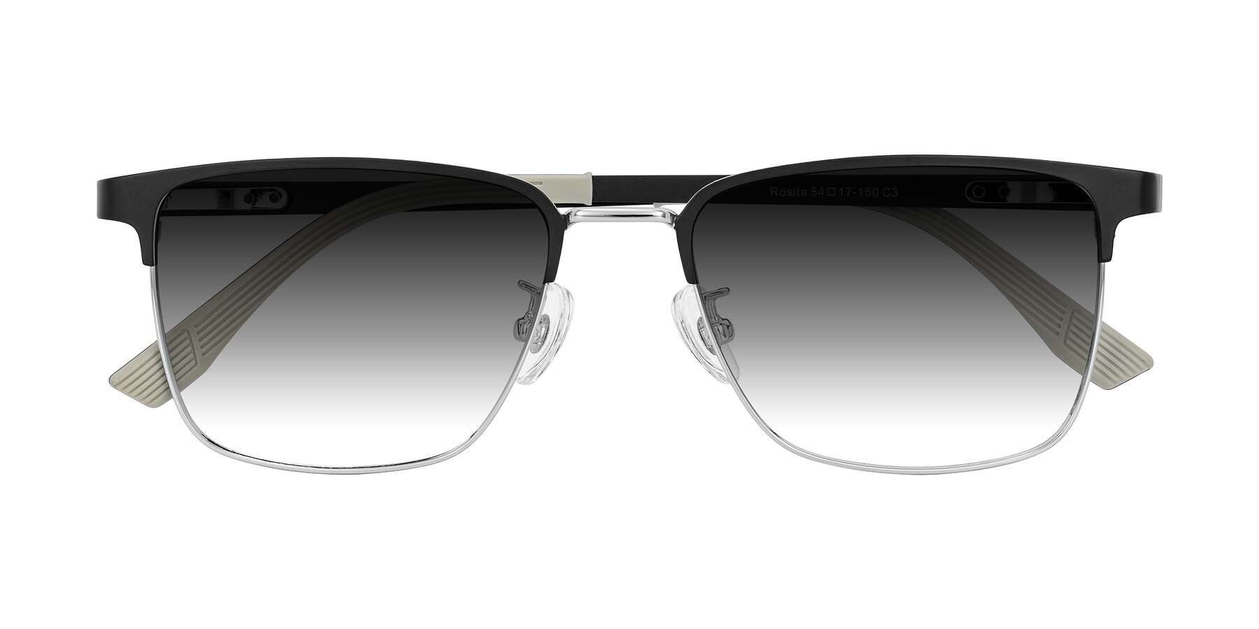 Folded Front of Rosita in Black/Silver with Gray Gradient Lenses