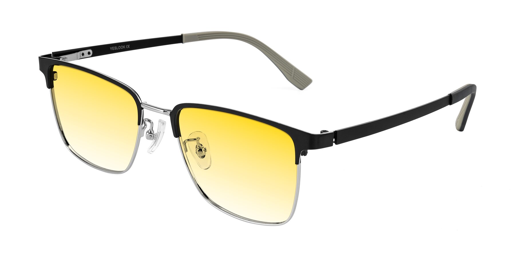 Angle of Rosita in Black/Silver with Yellow Gradient Lenses