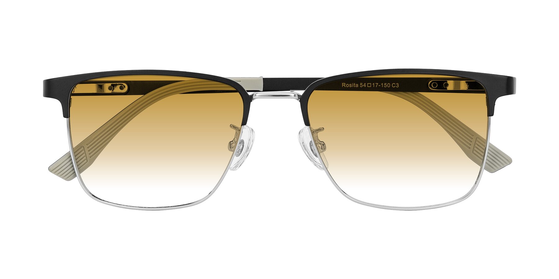 Folded Front of Rosita in Black/Silver with Champagne Gradient Lenses