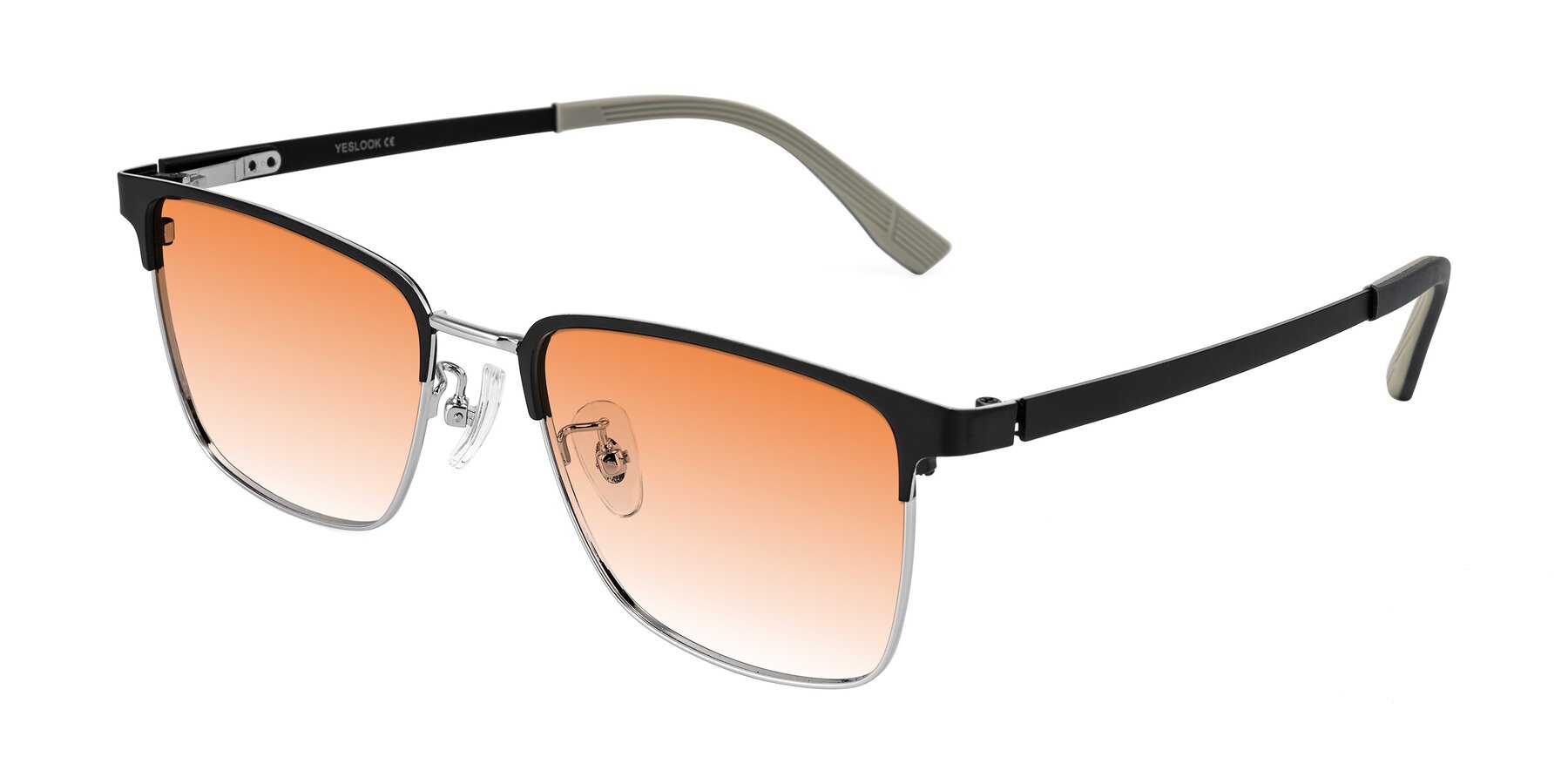 Angle of Rosita in Black/Silver with Orange Gradient Lenses