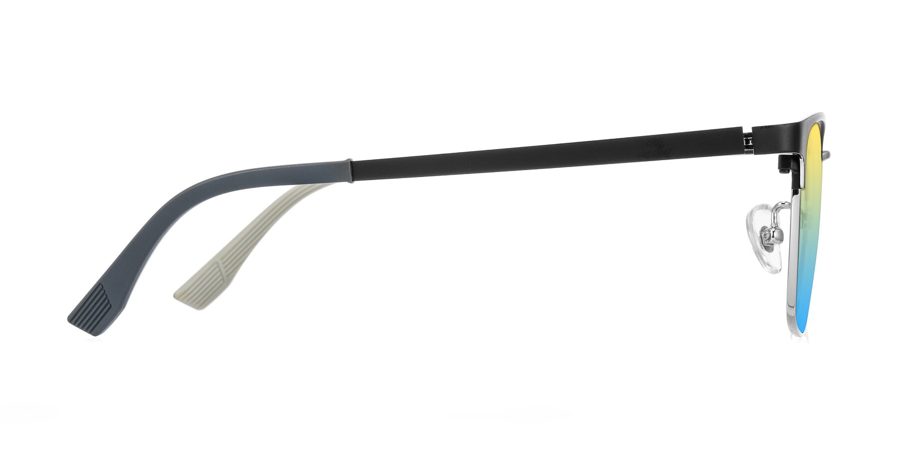 Side of Rosita in Black/Silver with Yellow / Blue Gradient Lenses