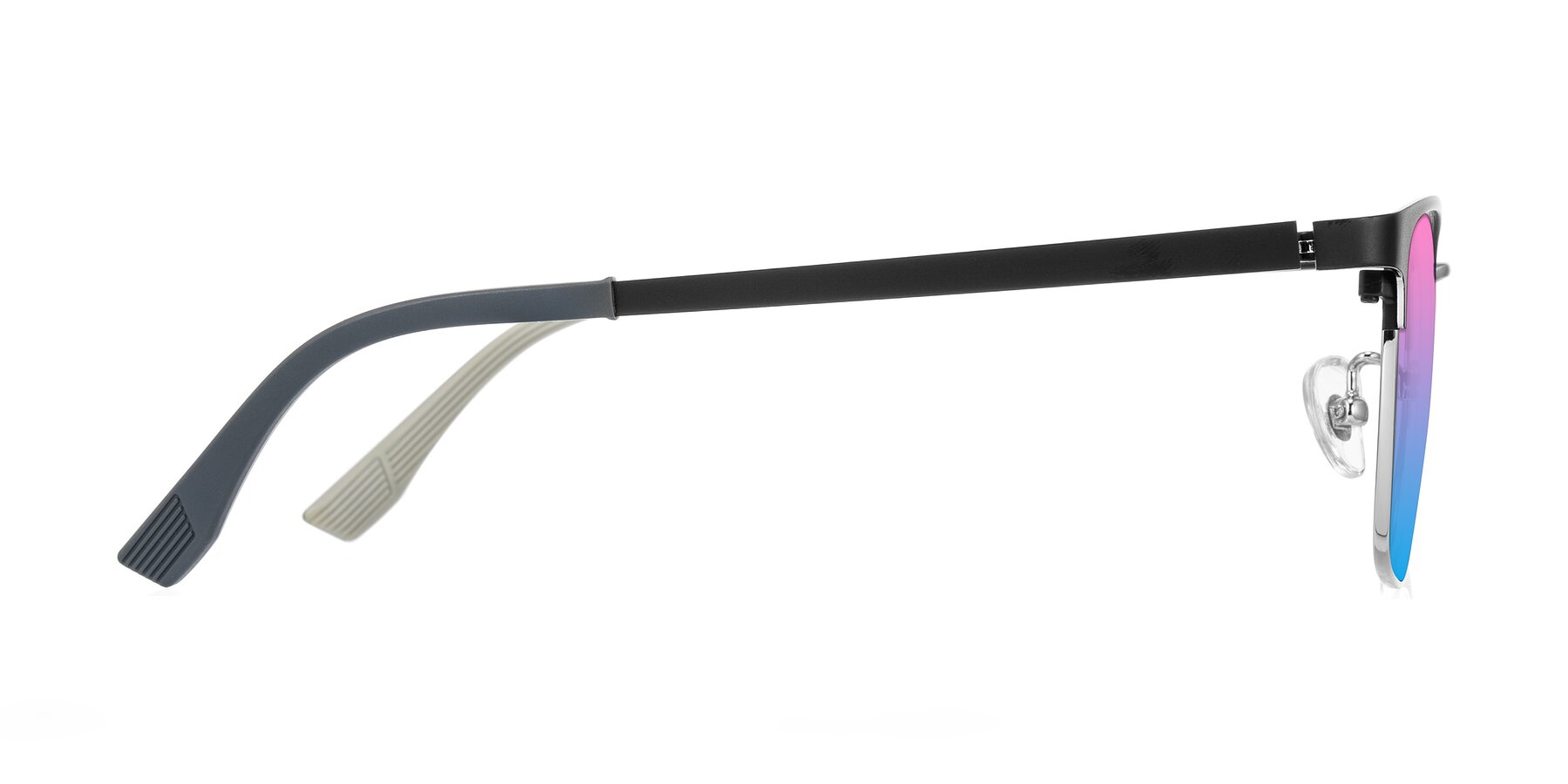 Side of Rosita in Black/Silver with Pink / Blue Gradient Lenses