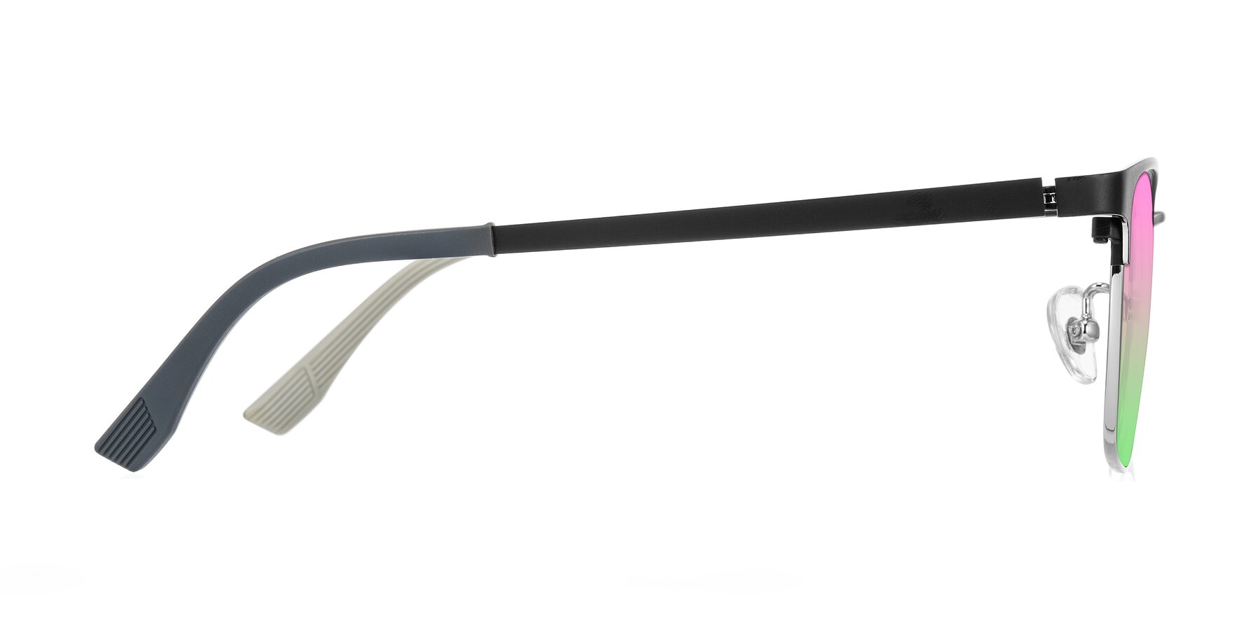 Side of Rosita in Black/Silver with Pink / Green Gradient Lenses