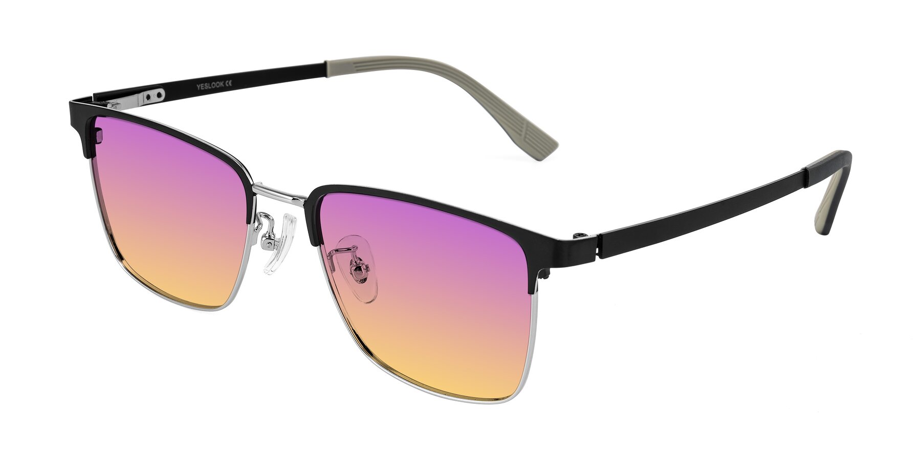 Angle of Rosita in Black/Silver with Purple / Yellow Gradient Lenses