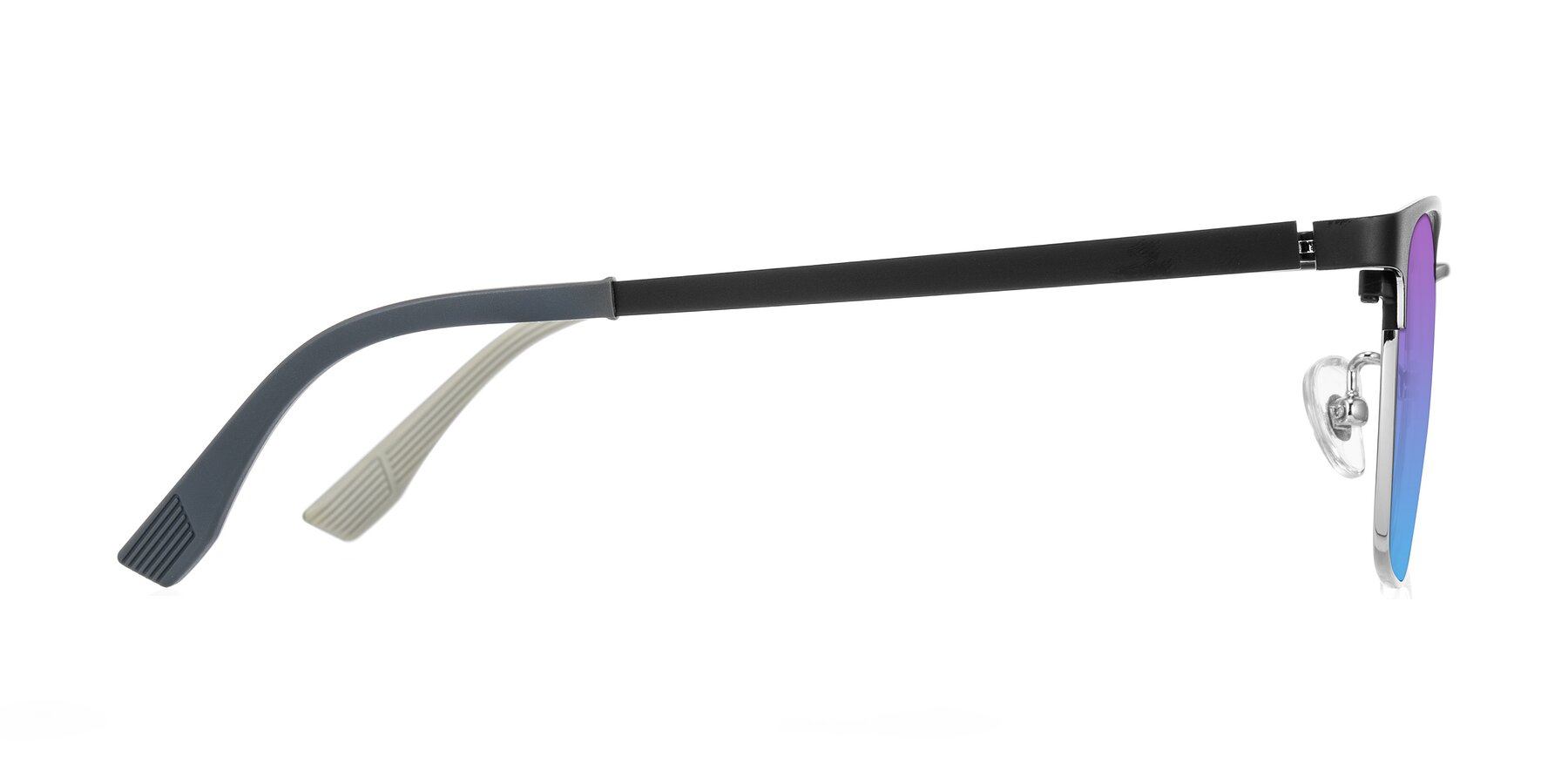 Side of Rosita in Black/Silver with Purple / Blue Gradient Lenses