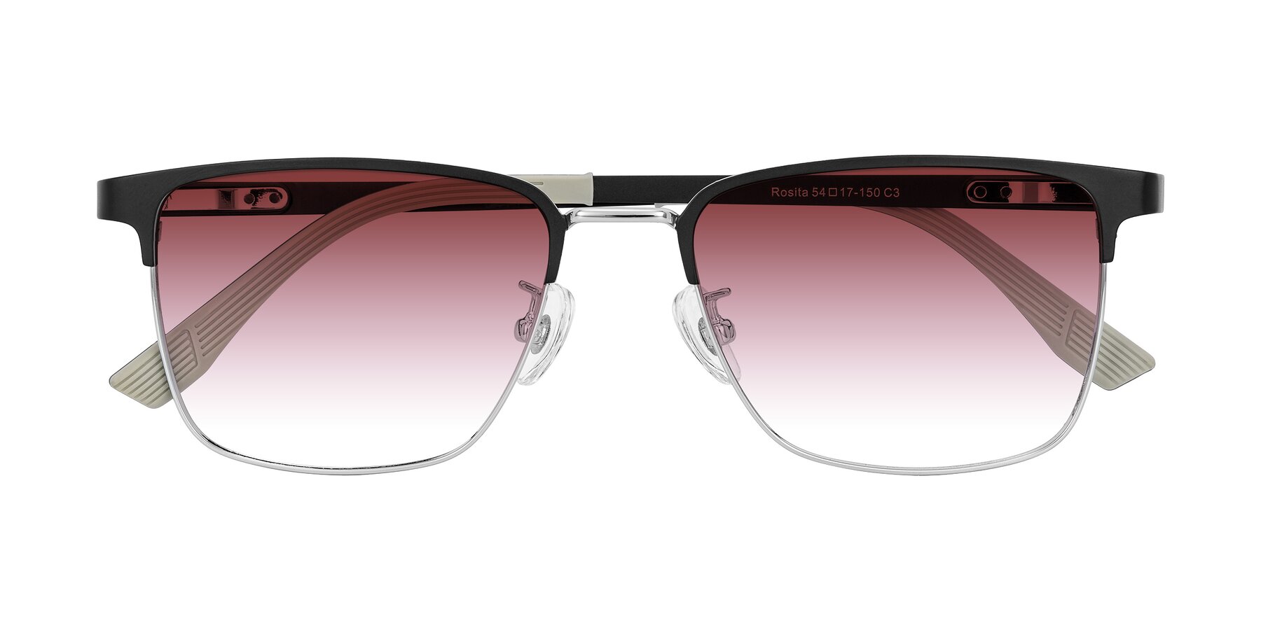Folded Front of Rosita in Black/Silver with Garnet Gradient Lenses