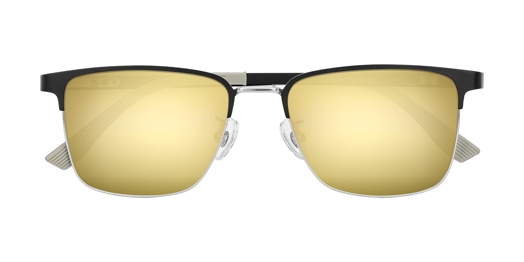 Folded Front of Rosita in Black/Silver with Gold Mirrored Lenses